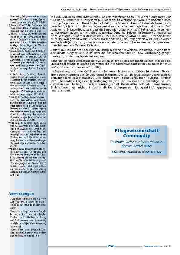 Evaluation in der beruflichen Weiterbildung dargestellt am Beispiel der Fachweiterbildung für Intensivpflege und Anästhesie