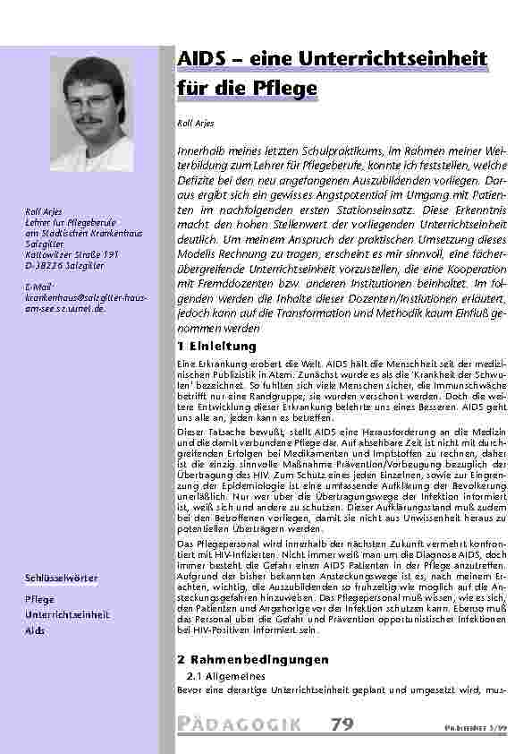 AIDS – eine Unterrichtseinheit für die Pflege
