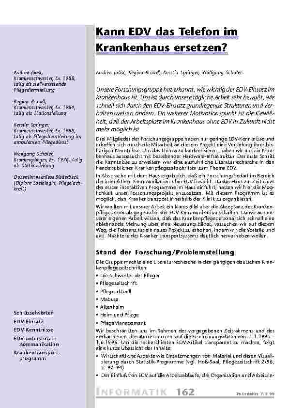 Kann EDV das Telefon im Krankenhaus ersetzen?