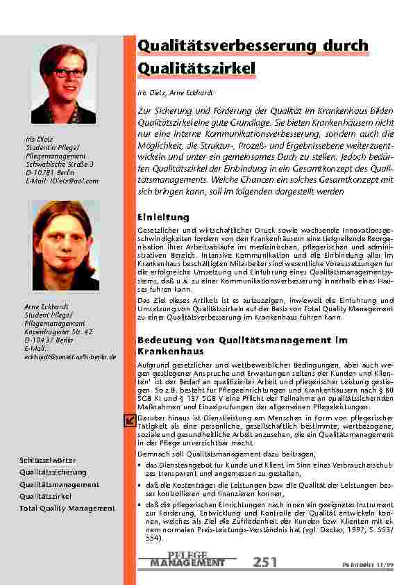 Qualitätsverbesserung durch Qualitätszirkel