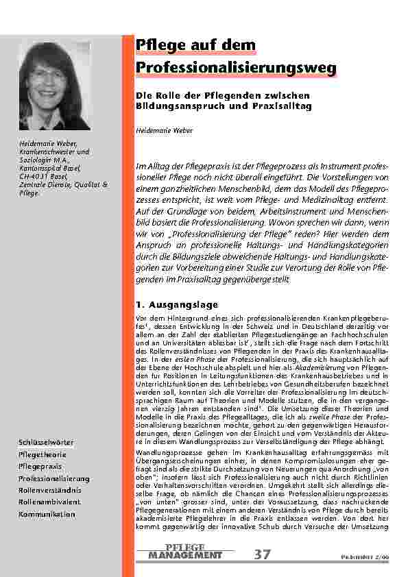 Pflege auf dem Professionalisierungsweg