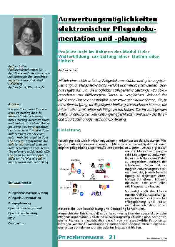 Auswertungsmoglichkeiten elektronischer Pflegedokumentation und - planung