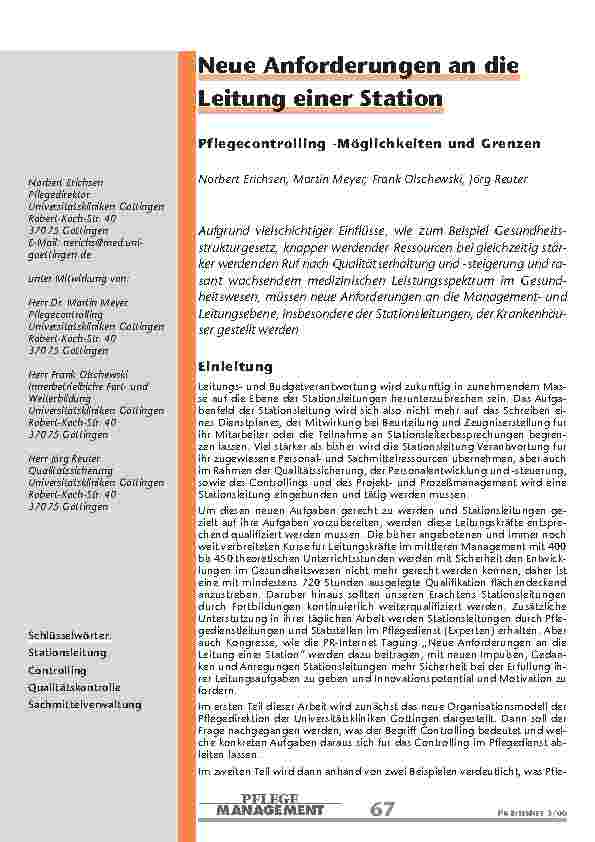 Neue Anforderungen an die Leitung einer Station