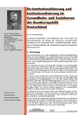 De-Institutionalisierung und Institutionalisierung im Gesundheitsund Sozialwesen der Bundesrepublik Deutschland