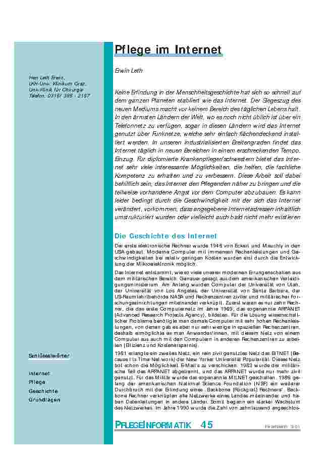 Pflege im Internet