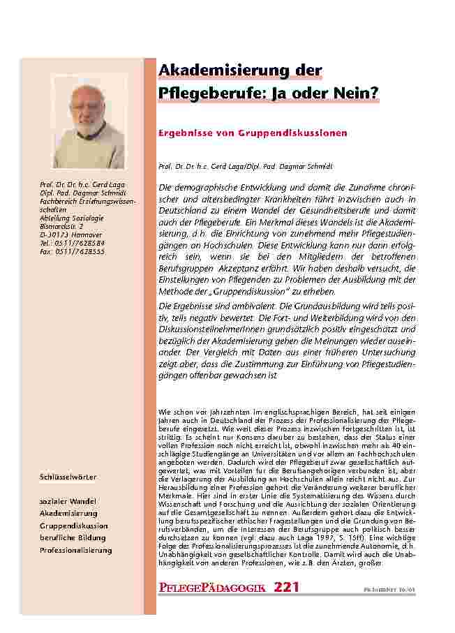 Akademisierung der Pflegeberufe: Ja oder Nein?