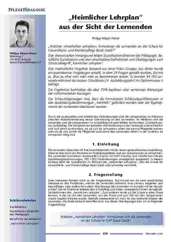 „Heimlicher Lehrplan“aus der Sicht der Lernenden