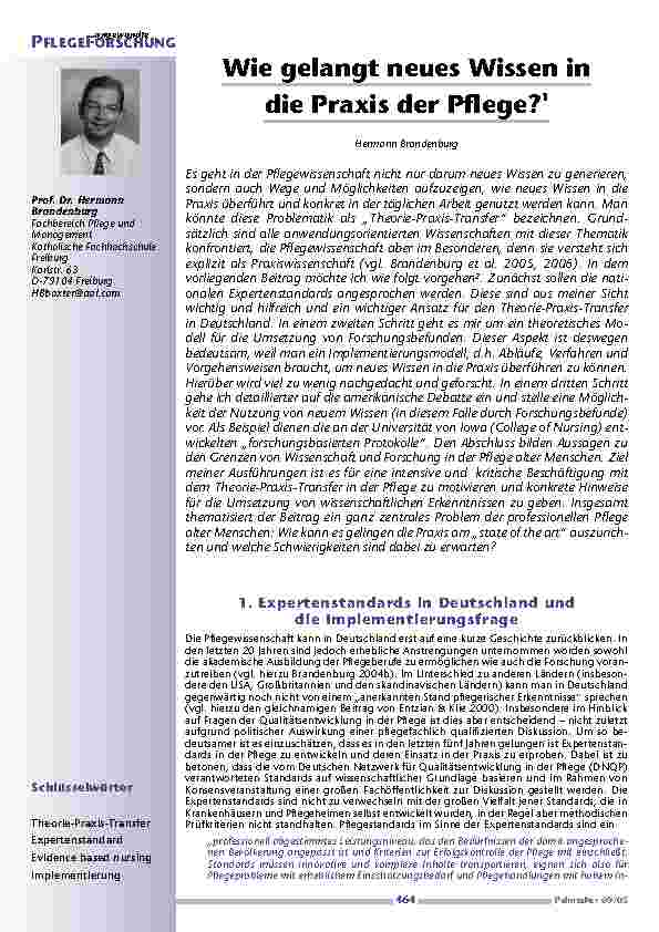 Wie gelangt neues Wissen in die Praxis der Pflege?