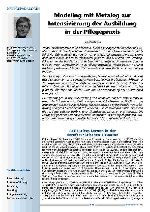 Modeling mit Metalog zur Intensivierung der Ausbildung in der Pflegepraxis