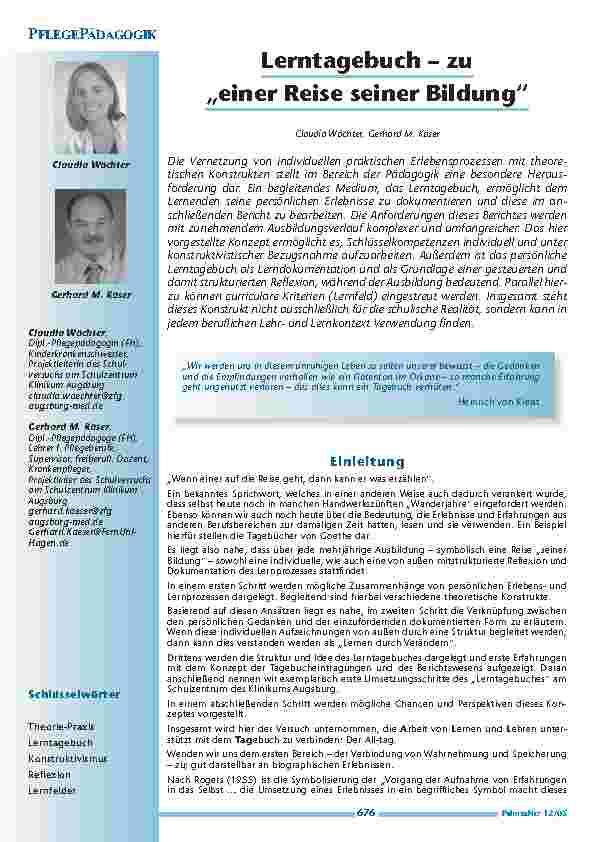 Lerntagebuch – zu „einer Reise seiner Bildung“