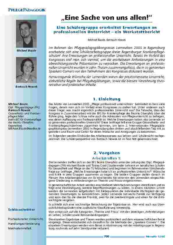 Eine Sache von uns allen! - Eine Schülergruppe erarbeitet Erwartungen an professionellen Unterricht – ein Werkstattbericht