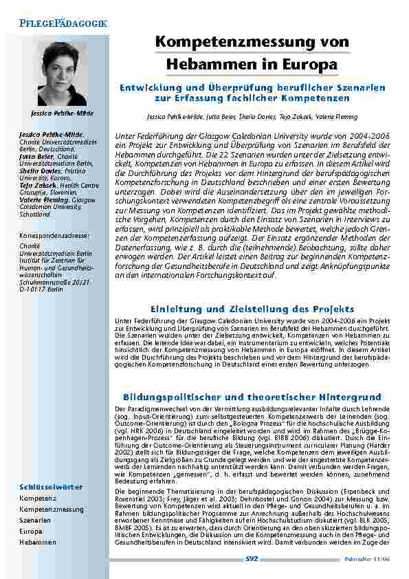Kompetenzmessung vonHebammen in Europa