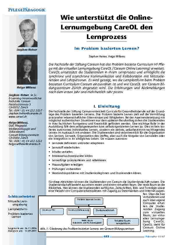 Wie unterstützt die Online-Lernumgebung CareOL den Lernprozess im Problem basierten Lernen?