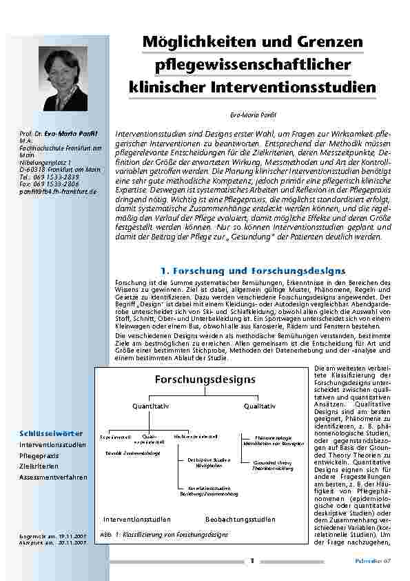 Möglichkeiten und Grenzen pflegewissenschaftlicher klinischer Interventionsstudien