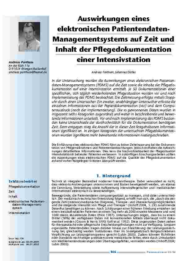 [doc_200079] Auswirkungen eines elektronischen Patientendaten-Managementsystems auf Zeit und Inhalt der Pflegedokumentation einer Intensivstation