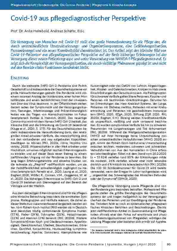 Covid-19 aus pflegediagnostischer Perspektive