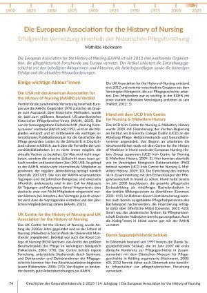 Die European Association for the History of Nursing Erfolgreiche Vernetzung innerhalb der historischen Pflegeforschung