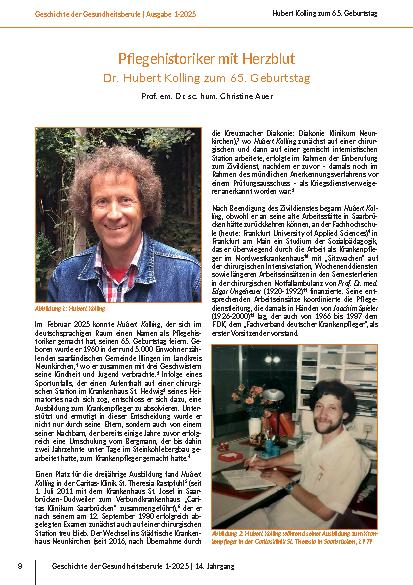 Pflegehistoriker mit Herzblut Dr. Hubert Kolling zum 65. Geburtstag