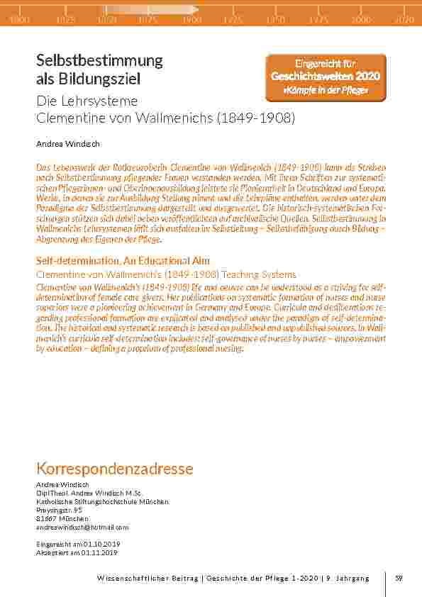 Selbstbestimmung als Bildungsziel. Andrea Windisch: Die Lehrsysteme Clementine von Wallmenichs (1849-1908)