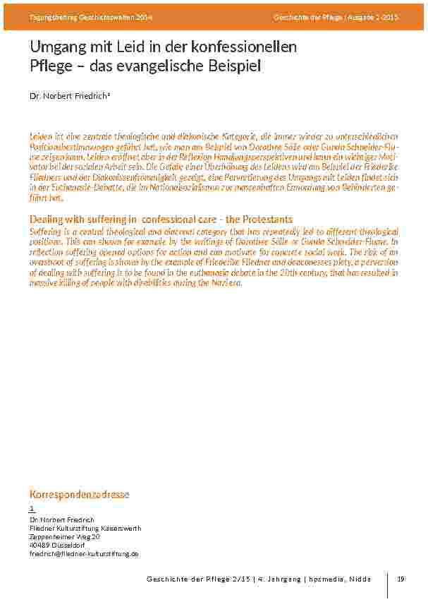 Umgang mit Leid in der konfessionellen Pflege – das evangelische Beispiel