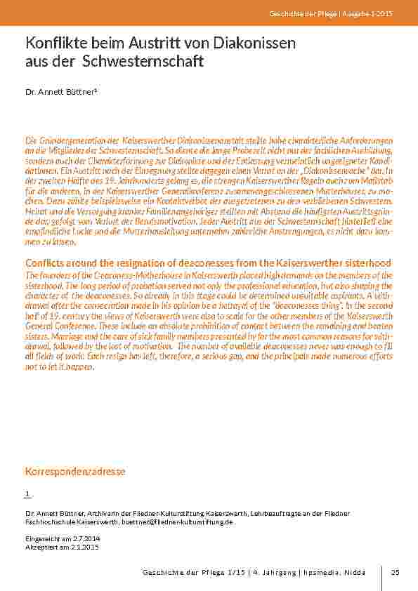 Konflikte beim Austritt von Diakonissen aus der Schwesternschaft