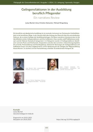 Gelingensfaktoren in der Ausbildung beruflich Pflegender Ein narratives Review