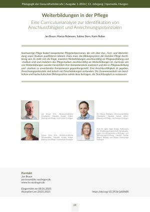 Weiterbildungen in der Pflege Eine Curriculumanalyse zur Identifikation von Anschlussfähigkeit und Anrechnungspotenzialen