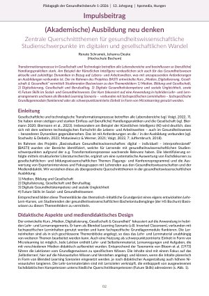 (Akademische) Ausbildung neu denken Zentrale Querschnittthemen für gesundheitswissenschaftliche Studienschwerpunkte im digitalen und gesellschaftlichen Wandel