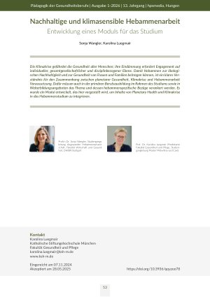 Nachhaltige und klimasensible Hebammenarbeit Entwicklung eines Moduls für das Studium