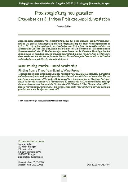 Praxisbegleitung neu gestalten Ergebnisse des 3-jährigen Projektes Ausbildungsstation