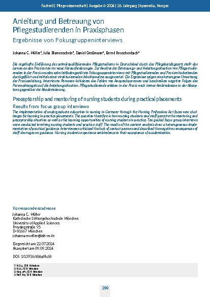 Anleitung und Betreuung von Pflegestudierenden in Praxisphasen: Ergebnisse von Fokusgruppeninterviews