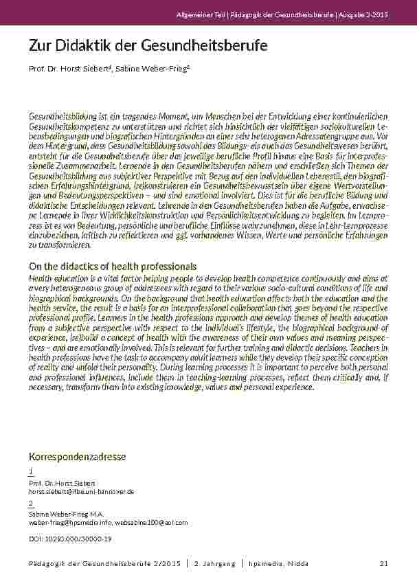 Zur Didaktik der Gesundheitsberufe