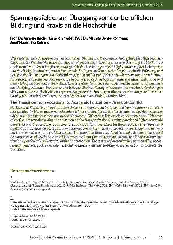 Spannungsfelder am Übergang von der beruflichen Bildung und Praxis an die Hochschule