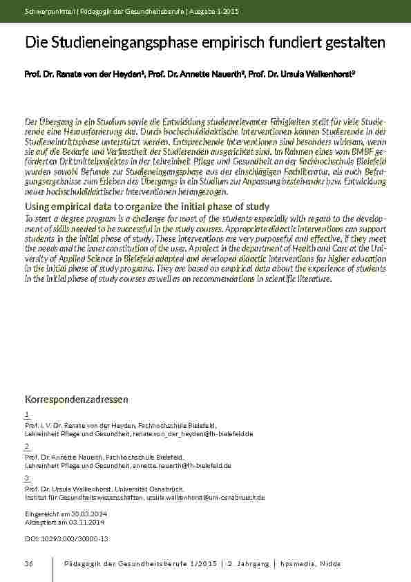 Die Studieneingangsphase empirisch fundiert gestalten