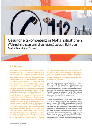 Gesundheitskompetenz in Notfallsituationen Wahrnehmungen und Lösungsansätze aus Sicht von Notfallsanitäter*innen