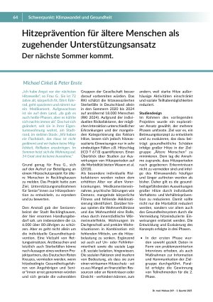 Hitzeprävention für ältere Menschen als zugehender Unterstützungsansatz Der nächste Sommer kommt.