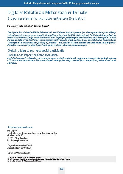 Digitaler Rollator als Motor sozialer Teilhabe: Ergebnisse einer wirkungsorientierten Evaluation