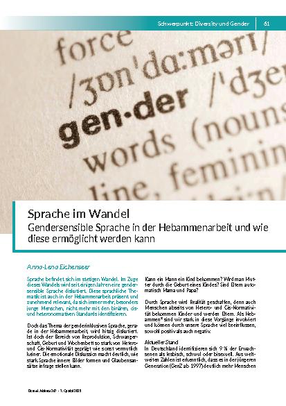 Sprache im Wandel. Gendersensible Sprache in der Hebammenarbeit und wie diese ermöglicht werden kann