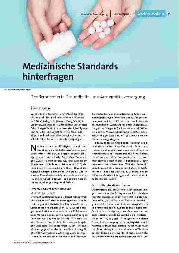 Medizinische Standards hinterfragen: Genderorientierte Gesundheitsund Arzneimittelversorgung