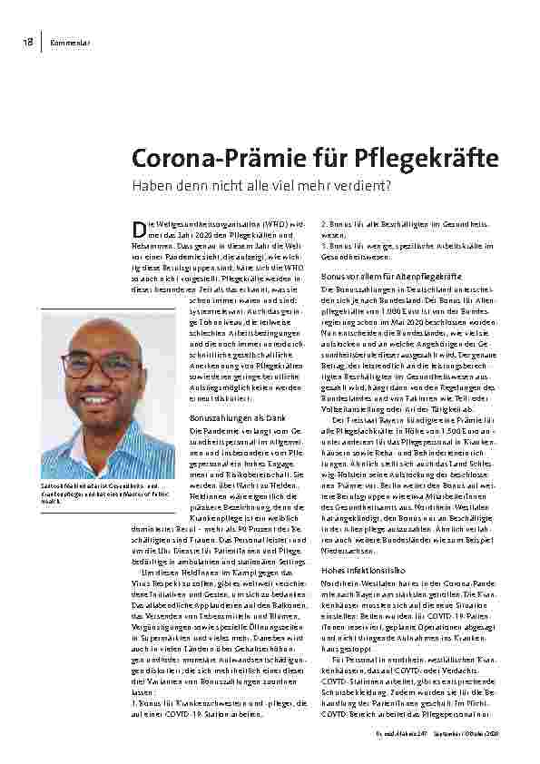 Corona-Prämie für Pflegekräfte. Haben denn nicht alle viel mehr verdient?
