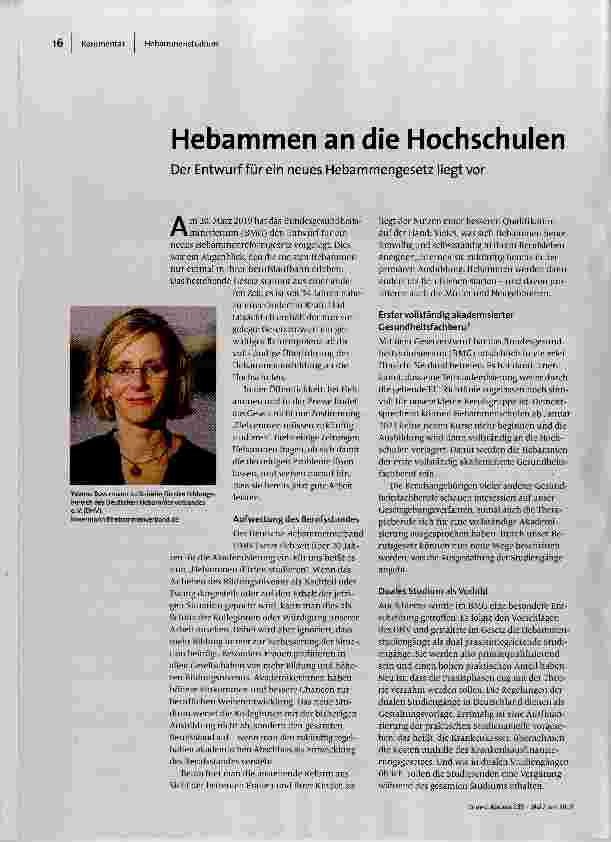 Hebammen an die Hochschulen Der Entwurf für ein neues Hebammengesetz liegt vor