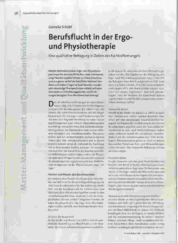 Berufsflucht in der Ergound Physiotherapie