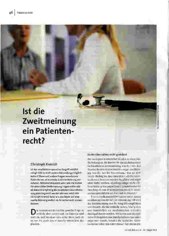 Ist die Zweitmeinung ein Patienten-recht?