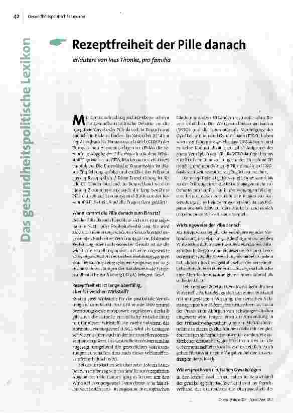 Rezeptfreiheit der Pille danach