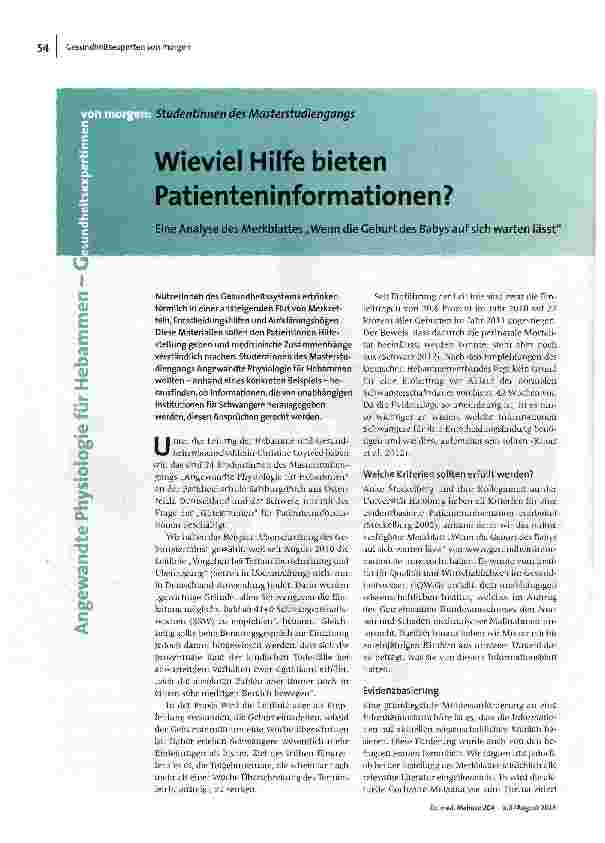 Wieviel Hilfe bieten Patienteninformationen?