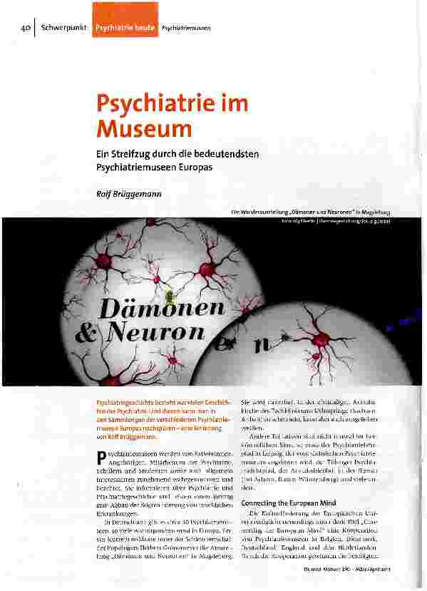 Psychiatrie im MuseumEin Streifzug durch die bedeutendsten Psychiatriemuseen Europas