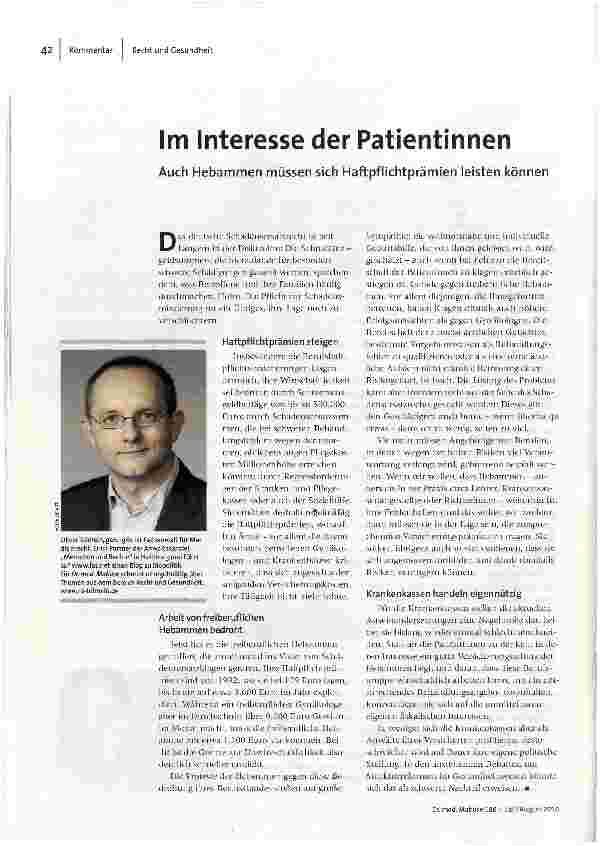 Im Interesse der Patientinnen