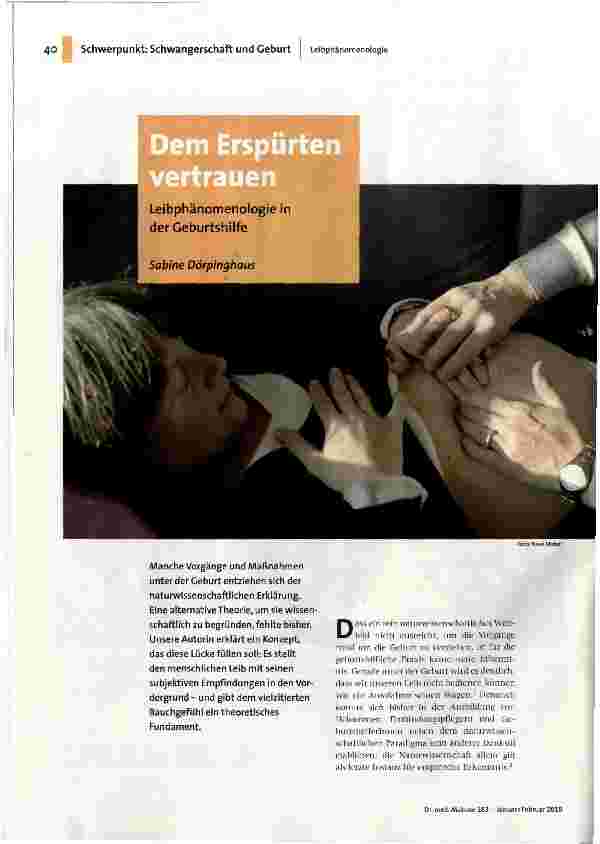 Dem Erspürten vertrauen