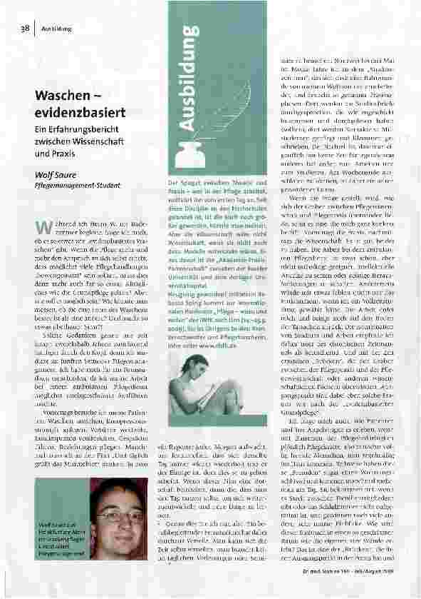 Waschen - evidenzbasiertEin Erfahrungsbericht zwischen Wissenschaft und Praxis