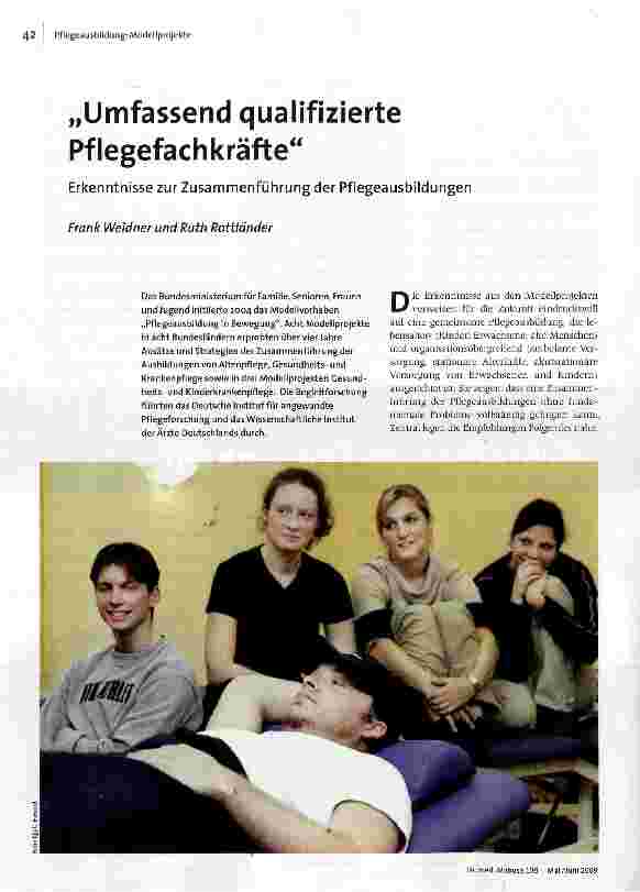 „Umfassend qualifizierte PflegefachkräfteErkenntnisse zur Zusammenführung der Pflegeausbildungen